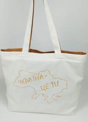 Ukrainian-Style handmade textile tote bag