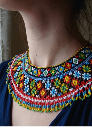 Ukrainian jewelry Vyshyvanka necklace Seed bead necklace Beaded collar