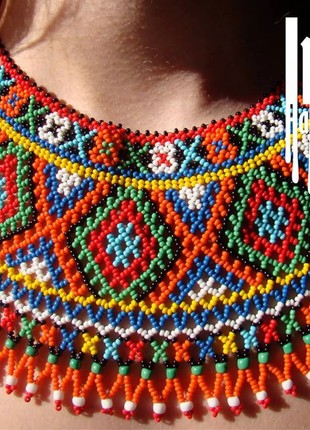 Ukraine necklace Wide beaded collar gerdan Vyshyvanka necklace Folk Ethnic style