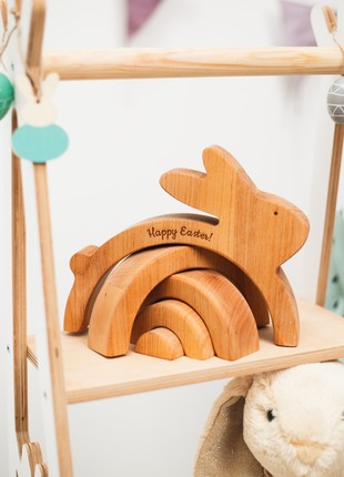 Personalised Wooden Bunny Stacker Toy4 photo