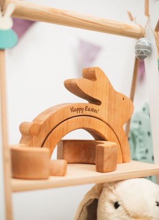 Personalised Wooden Bunny Stacker Toy6 photo