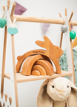 Personalised Wooden Bunny Stacker Toy7 photo