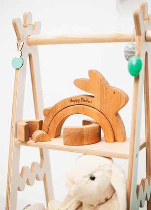 Personalised Wooden Bunny Stacker Toy1 photo