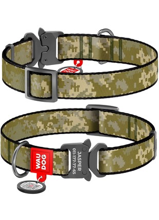 WAUDOG Nylon dog collar, "Military" design, metal fastex, size M, 20 mm W, 28-40 cm L