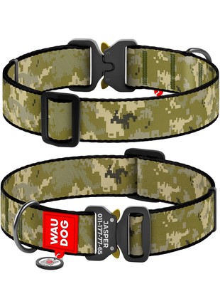 WAUDOG Nylon dog collar, "Military" design, metal fastex, size XXL, 35 mm W, 46-70 cm L1 photo