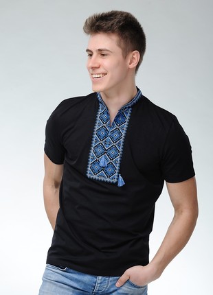 Men's black embroidered t-shirt in youth style "Otaman" M-61 photo
