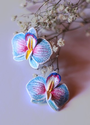 Blue orchid earrings. Handmade earrings