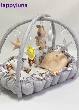 TM Happyluna Children's playmat - Cocoon nest for a newborn 2 in 1 "Teddy"
