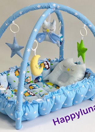 TM Happyluna Children's playmat - Cocoon nest for a newborn 2 in 1 "Owls"