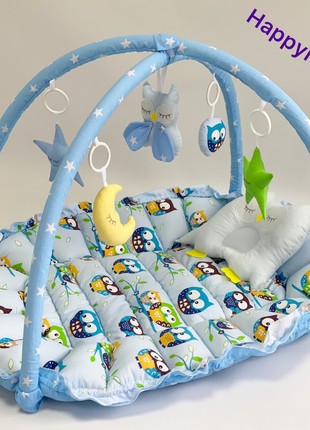 TM Happyluna Children's playmat - Cocoon nest for a newborn 2 in 1 "Owls"2 photo