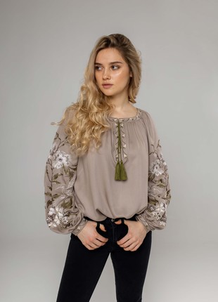 Women's embroidered blouse "Olha" gray1 photo