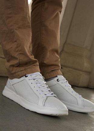 White men's sneakers ikos 553 with perforation. choose style and comfort in one pair of shoes!2 photo