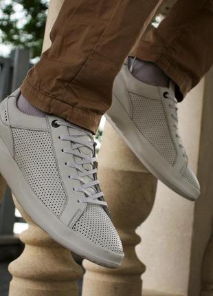 White men's sneakers ikos 553 with perforation. choose style and comfort in one pair of shoes!6 photo
