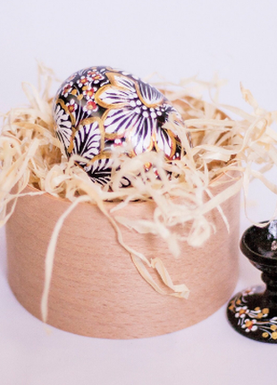 Black and White Floral Easter Egg and Stand, Ukrainian Pysanka, Easter Decor4 photo