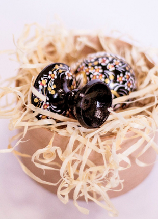 Black and White Floral Easter Egg and Stand, Ukrainian Pysanka, Easter Decor9 photo