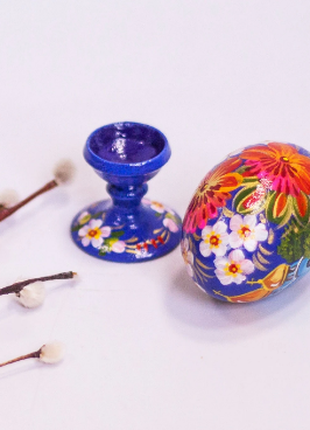Church Floral Easter Egg and Stand, Ukrainian Pysanka, Easter Decor5 photo