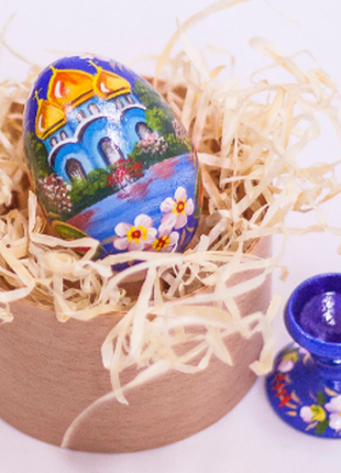 Church Floral Easter Egg and Stand, Ukrainian Pysanka, Easter Decor