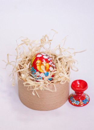 Red and Yellow Easter Egg and Stand, Ukrainian Pysanka, Easter Decor7 photo