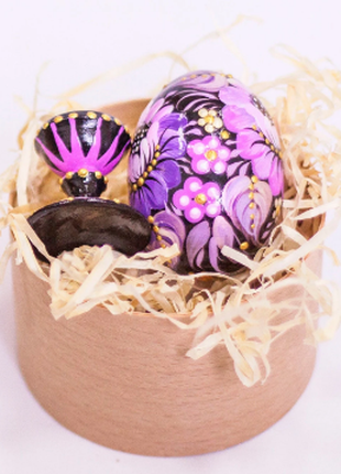 Easter Egg with Purple Flower and Stand, Ukrainian Pysanka, Easter Decor8 photo
