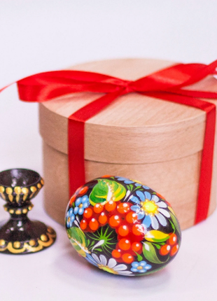 Easter Egg with Red Viburnum and Stand, Ukrainian Pysanka, Easter Decor6 photo