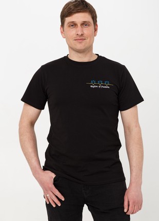 Basic T-shirt with embroidery "Rhythm of freedom" black. support ukraine