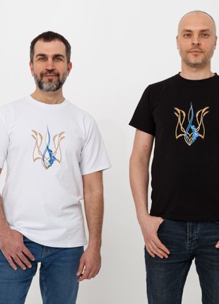 Basic T-shirt with embroidery "Mallow trident" black. support ukraine5 photo