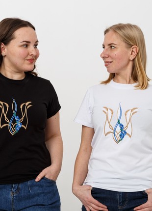 Basic T-shirt with embroidery "Mallow trident" white. support ukraine8 photo