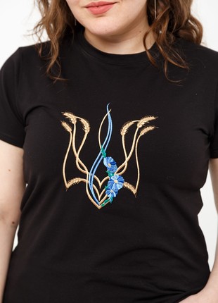 Basic T-shirt with embroidery "Mallow trident" black. support ukraine2 photo