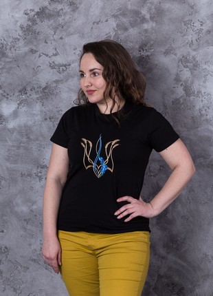 Basic T-shirt with embroidery "Mallow trident" black. support ukraine6 photo