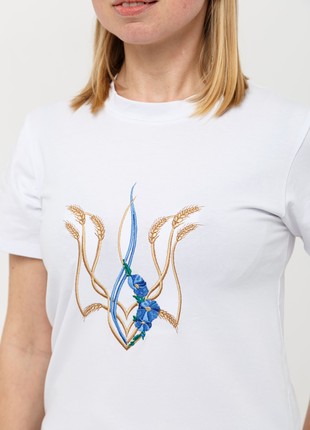 Basic T-shirt with embroidery "Mallow trident" white. support ukraine2 photo