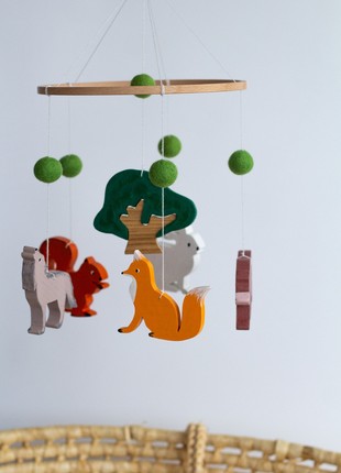 Wooden baby mobile, Forest animal baby mobile2 photo