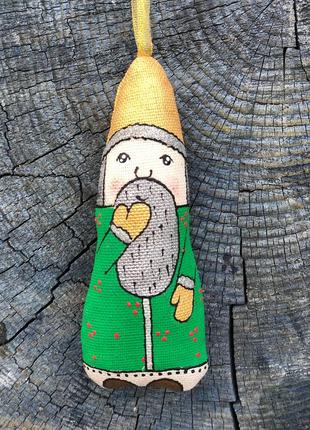 Handmade toy dwarf in a yellow hat1 photo