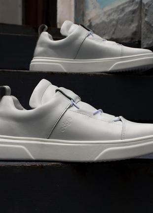 White men's sneakers "ED 448" with rubber laces. stylish and practical!5 photo