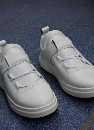 White men's sneakers "ED 448" with rubber laces. stylish and practical!6 photo