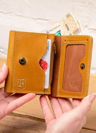 Coin button smooth leather wallet with zipped pocket2 photo