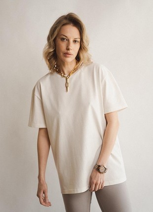 Long cotton t-shirt in cream