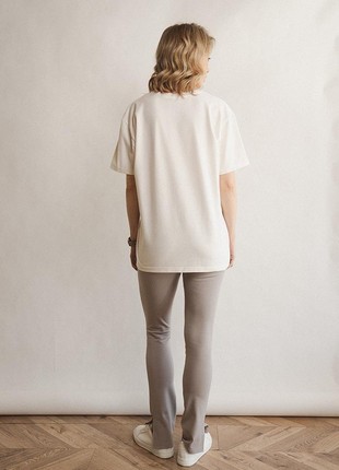 Long cotton t-shirt in cream4 photo