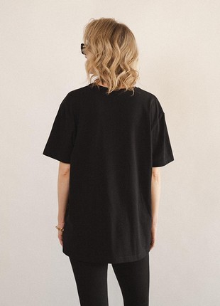 Long cotton t-shirt in black2 photo