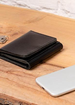 Coin button smooth leather wallet with zipped pocket5 photo