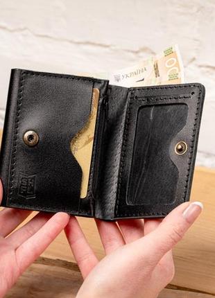Coin button smooth leather wallet with zipped pocket6 photo