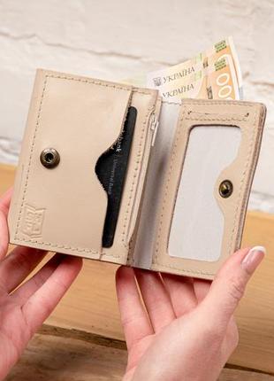 Coin button smooth leather wallet with zipped pocket3 photo