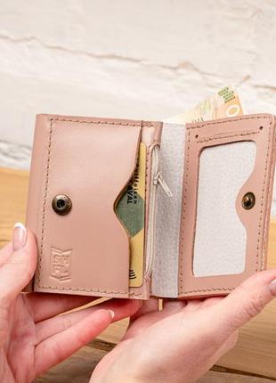 Coin button smooth leather wallet with zipped pocket3 photo
