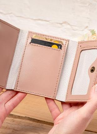 Coin button smooth leather wallet with zipped pocket4 photo