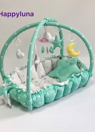 TM Happyluna Children's playmat - Cocoon nest for a newborn 2 in 1 "Emerald"1 photo