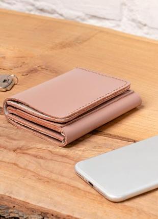 Coin button smooth leather wallet with zipped pocket