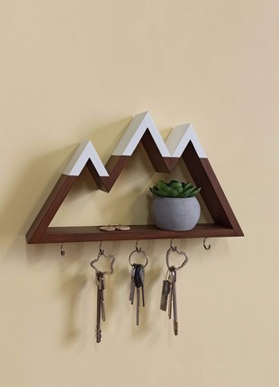 Wall Key holder mini shelf in the shape of a mountains, with different tops.