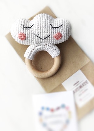 Cloud baby rattle toy. Cute baby shower gift. Gender neutral baby gift, Crochet newborn rattle1 photo