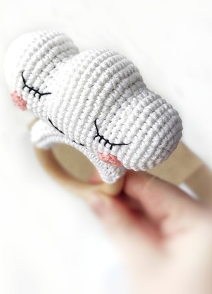 Cloud baby rattle toy. Cute baby shower gift. Gender neutral baby gift, Crochet newborn rattle3 photo