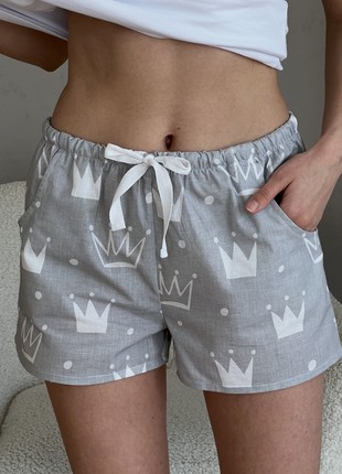 Women's pajama shorts COZY made of calico Korona gray S210P