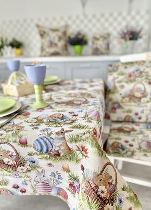 Easter tapestry tablecloth 54x54 in (137 x 137 cm.) festive tablecloth2 photo
